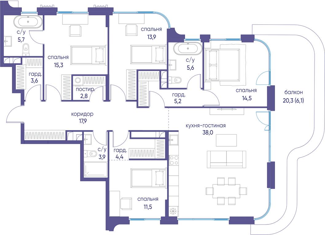 4-BD Apartment Sale, 148.4 sq. m. at Ostrov, Nizhnye Mnyovniki Street, 37Ас4, Moscow, Russia #1 4-BD Apartment Sale, 148.4 sq. m. at Ostrov, Nizhnye Mnyovniki Street, 37Ас4, Moscow, Russia #1