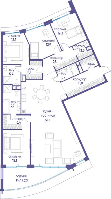 5-BD Apartment Sale, 176.8 sq. m. at Ostrov, Nizhnye Mnyovniki Street, 37Ас4, Moscow, Russia #1 5-BD Apartment Sale, 176.8 sq. m. at Ostrov, Nizhnye Mnyovniki Street, 37Ас4, Moscow, Russia #1