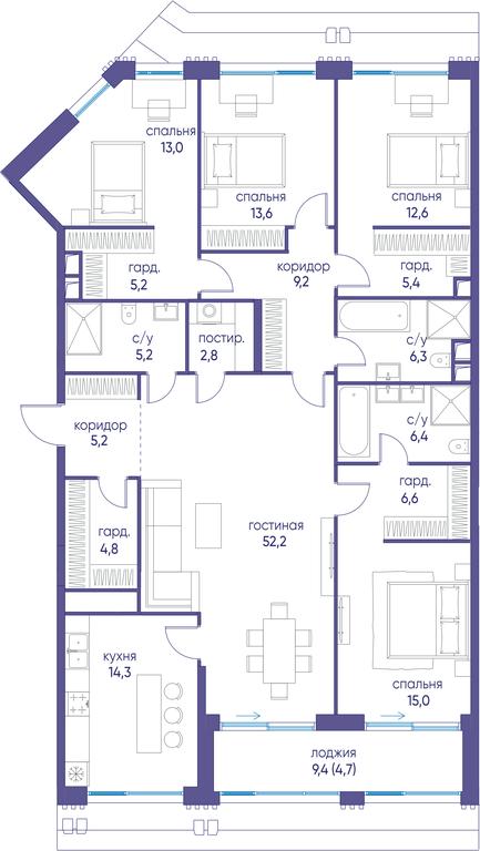 5-BD Apartment Sale, 167.5 sq. m. at Ostrov, Nizhnye Mnyovniki Street, 37Ас4, Moscow, Russia #1 5-BD Apartment Sale, 167.5 sq. m. at Ostrov, Nizhnye Mnyovniki Street, 37Ас4, Moscow, Russia #1
