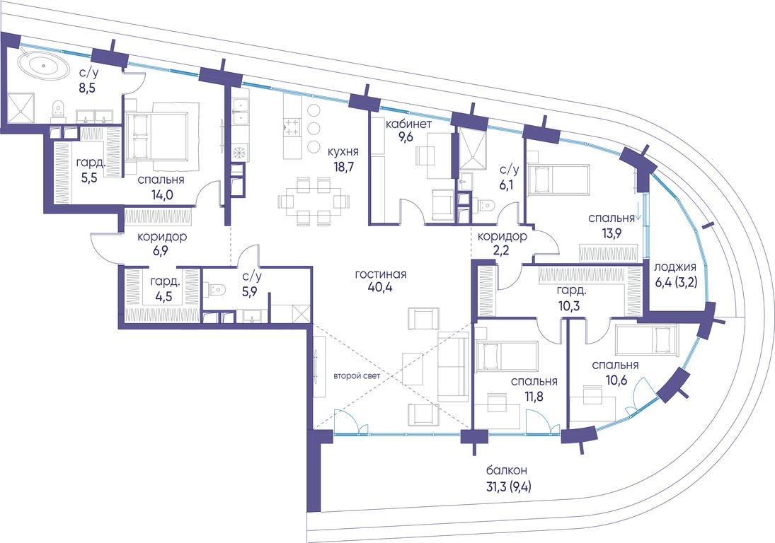 6-BD Apartment Sale, 180.8平方米 at Ostrov, Nizhnye Mnyovniki Street, 37Ас4, Moscow, Russia #1 6-BD Apartment Sale, 180.8平方米 at Ostrov, Nizhnye Mnyovniki Street, 37Ас4, Moscow, Russia #1
