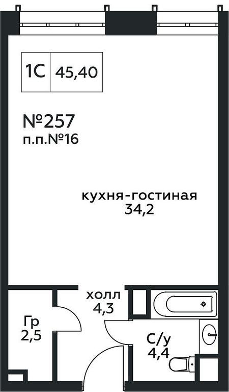 Apartment Sale, 45.4 sq. m. at Stremyannyj 2, Stremyanniy Lane, 2, Moscow, Russia #1