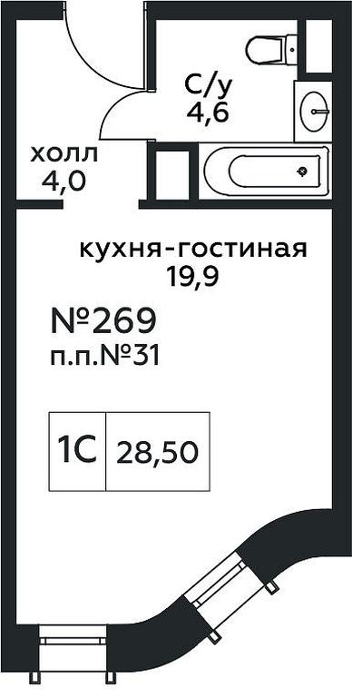 Apartment Sale, 28.5 sq. m. at Stremyannyj 2, Stremyanniy Lane, 2, Moscow, Russia #1