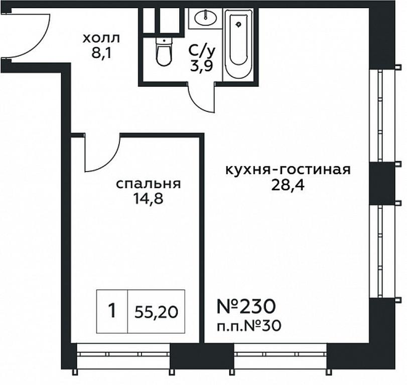 1-BD Apartment Sale, 55.2平方米 at Stremyannyj 2, Stremyanniy Lane, 2, Moscow, Russia #1 1-BD Apartment Sale, 55.2平方米 at Stremyannyj 2, Stremyanniy Lane, 2, Moscow, Russia #1