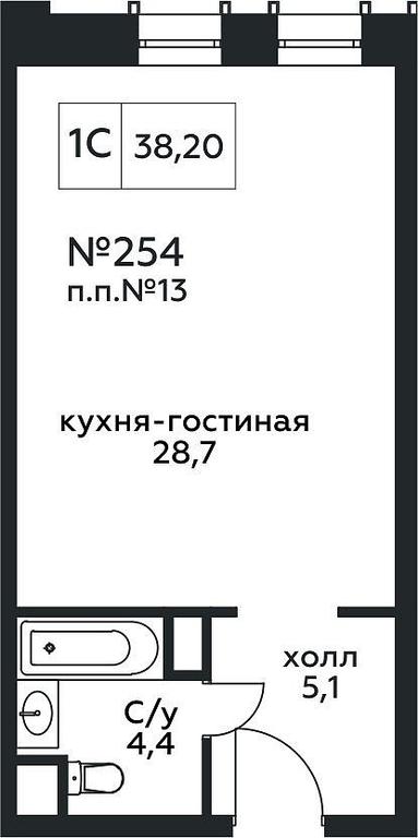 Apartment Sale, 38.2 sq. m. at Stremyannyj 2, Stremyanniy Lane, 2, Moscow, Russia #1