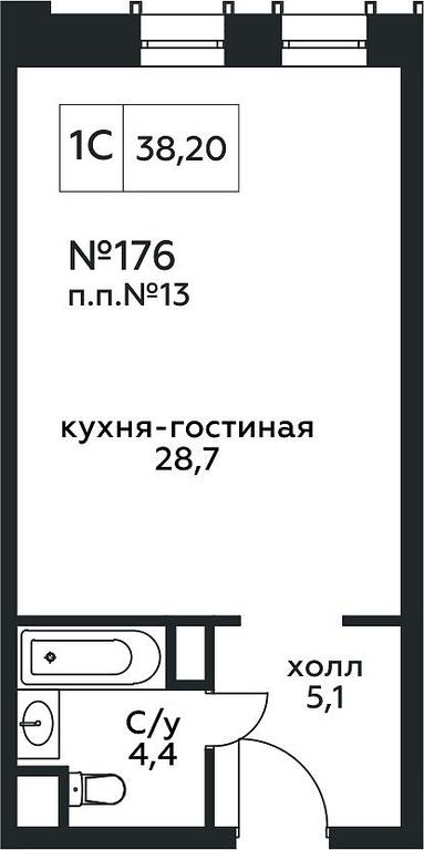 Apartment Sale, 38.2 sq. m. at Stremyannyj 2, Stremyanniy Lane, 2, Moscow, Russia #1