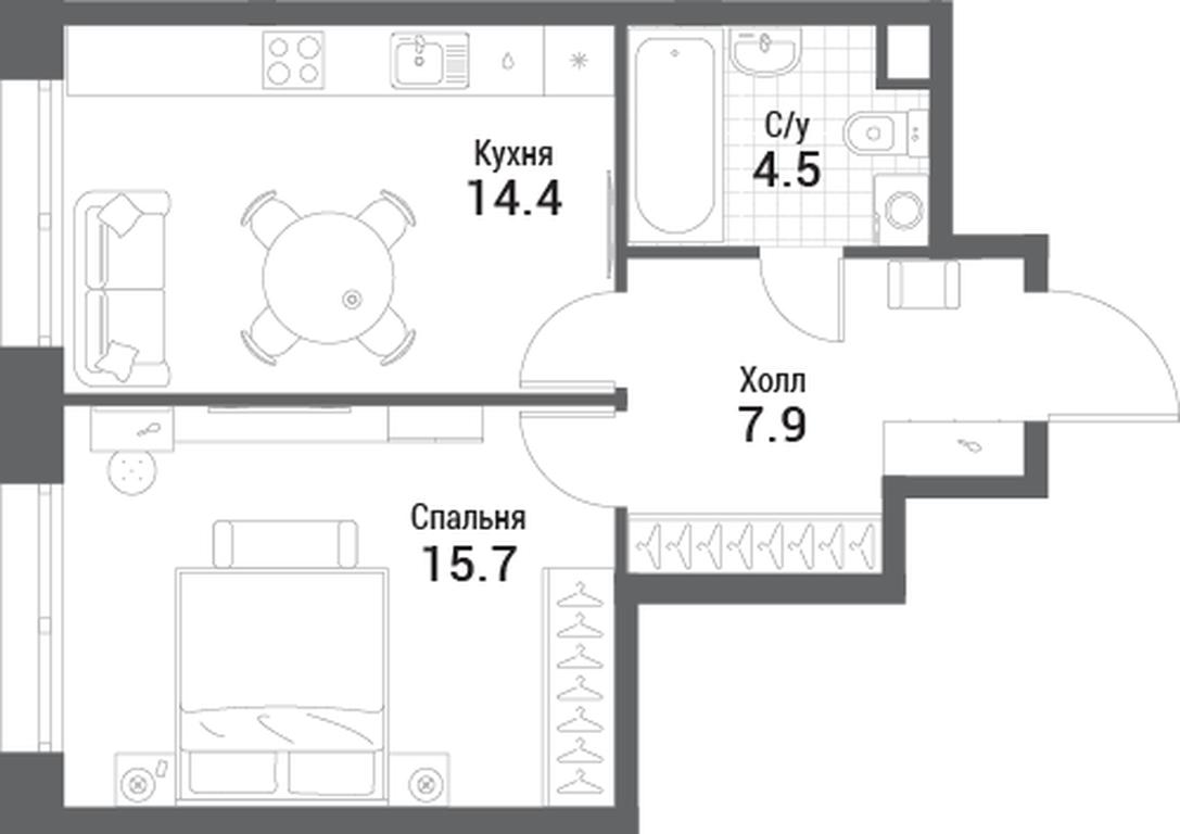 Продажа 1-комн. квартиры, 42,5 м² в ЖК «Нагатино Ай-Ленд (Nagatino i-Land)», проспект Андропова, 18с4, Москва, Россия #1 Продажа 1-комн. квартиры, 42,5 м² в ЖК «Нагатино Ай-Ленд (Nagatino i-Land)», проспект Андропова, 18с4, Москва, Россия #1