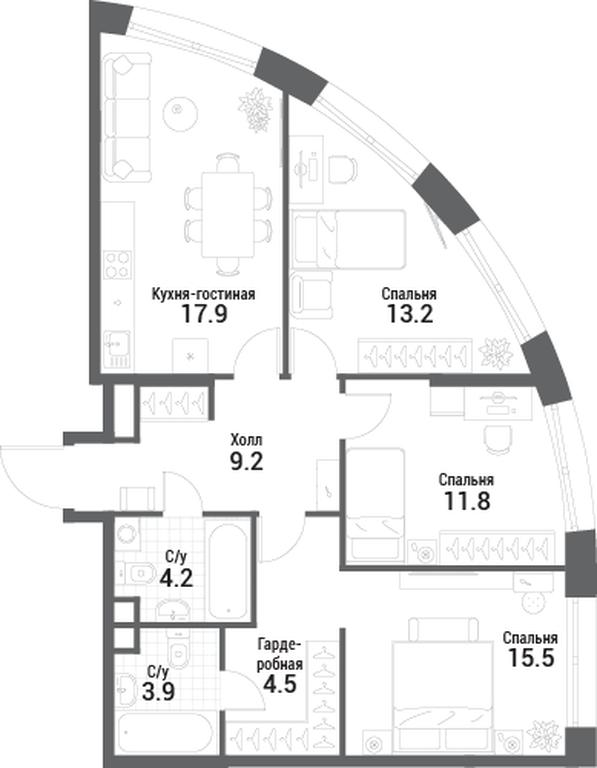 3-BD Apartment Sale, 80.2 sq. m. at Nagatino i-Land, Andropova Avenue, 18с4, Moscow, Russia #1 3-BD Apartment Sale, 80.2 sq. m. at Nagatino i-Land, Andropova Avenue, 18с4, Moscow, Russia #1