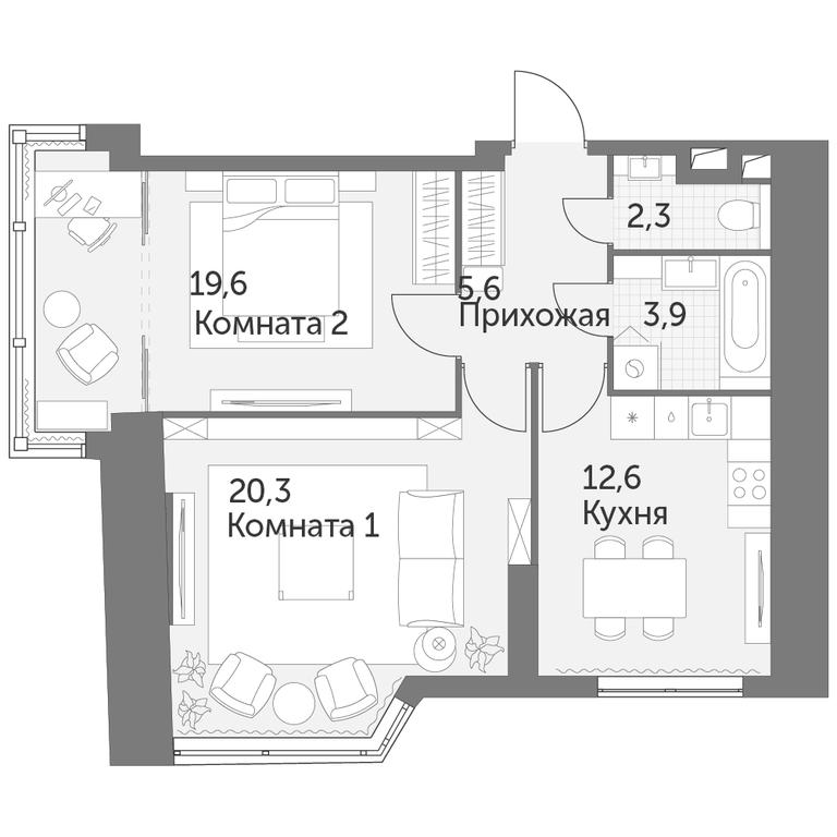 2-BD Apartment Sale, 64.3 sq. m. at Arkhitektor, Akademika Volgina Street, 2Д, Moscow, Russia #1 2-BD Apartment Sale, 64.3 sq. m. at Arkhitektor, Akademika Volgina Street, 2Д, Moscow, Russia #1