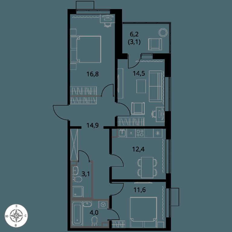 Продажа 3-комн. квартиры, 80,4 м² в ЖК «1-й Саларьевский», Киевское шоссе, поселение Московский, Москва, Россия #1 Продажа 3-комн. квартиры, 80,4 м² в ЖК «1-й Саларьевский», Киевское шоссе, поселение Московский, Москва, Россия #1