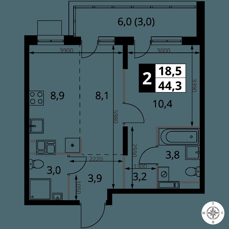 2-BD Apartment Sale, 44.3 sq. m. at 1-y Salarevskiy, Kiyevskoye Highway, Moskovskiy Settlement, Moscow, Russia #2 2-BD Apartment Sale, 44.3 sq. m. at 1-y Salarevskiy, Kiyevskoye Highway, Moskovskiy Settlement, Moscow, Russia #2