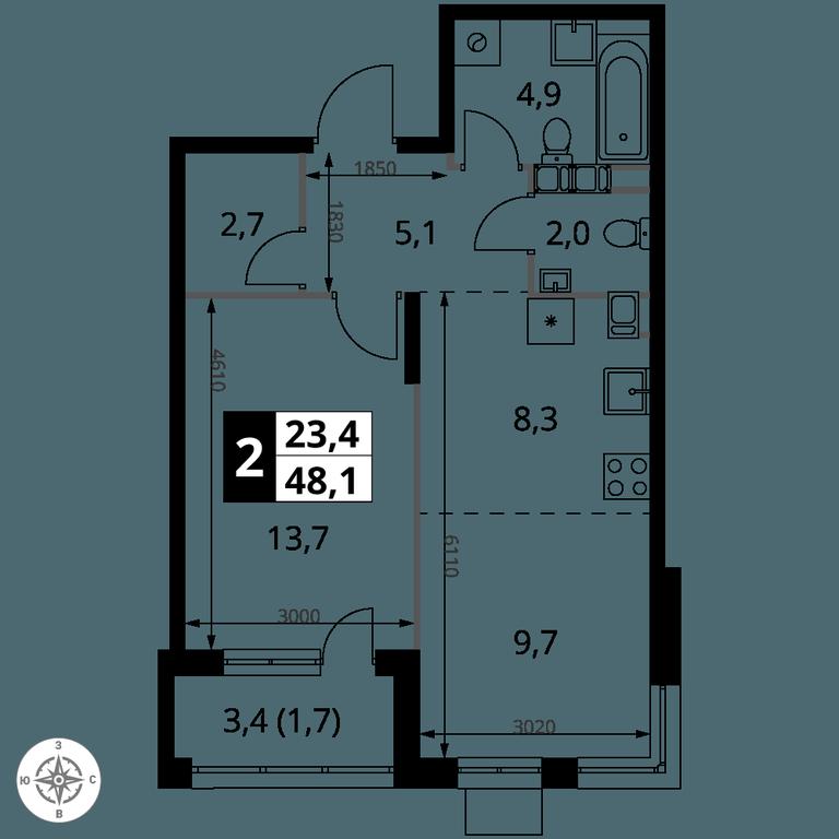 2-BD Apartment Sale, 48.1 sq. m. at 1-y Salarevskiy, Kiyevskoye Highway, Moskovskiy Settlement, Moscow, Russia #2 2-BD Apartment Sale, 48.1 sq. m. at 1-y Salarevskiy, Kiyevskoye Highway, Moskovskiy Settlement, Moscow, Russia #2