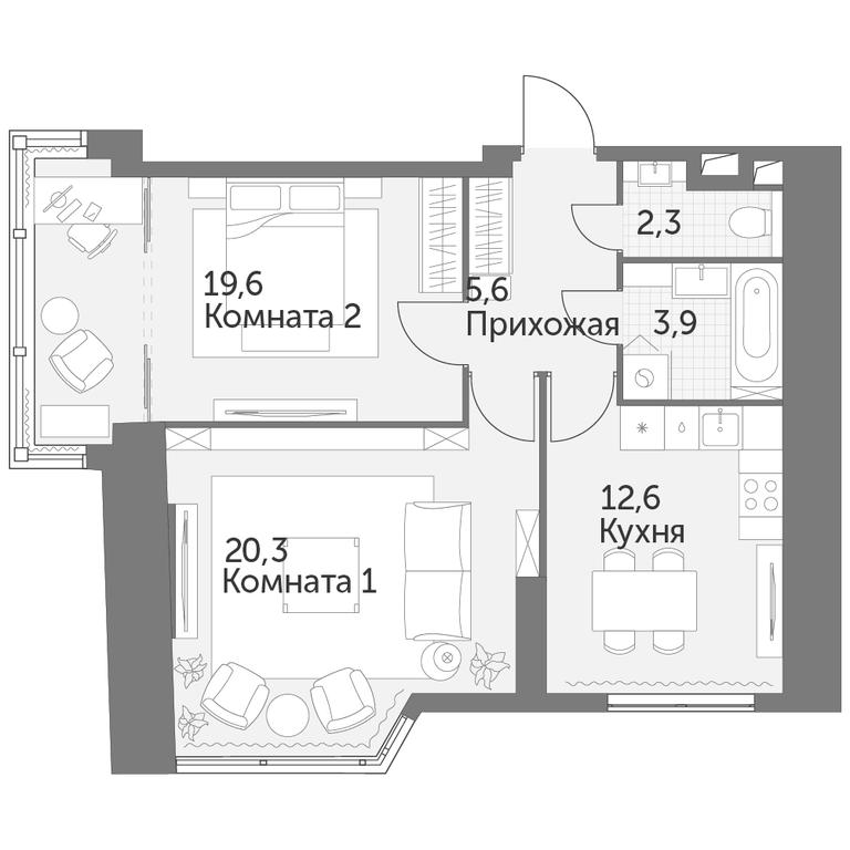 2-BD Apartment Sale, 64.3 sq. m. at Arkhitektor, Akademika Volgina Street, 2Д, Moscow, Russia #1 2-BD Apartment Sale, 64.3 sq. m. at Arkhitektor, Akademika Volgina Street, 2Д, Moscow, Russia #1