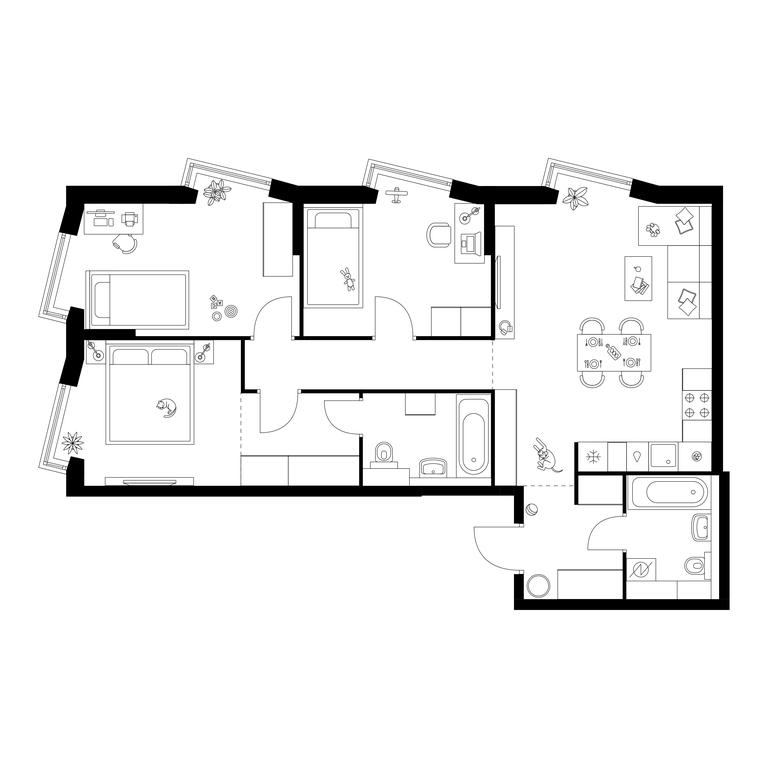3-BD Apartment Sale, 82.2 sq. m. at Kronshtadtskiy 9, Kronshtadtsky Boulevard, 9с21, Moscow, Russia #1
