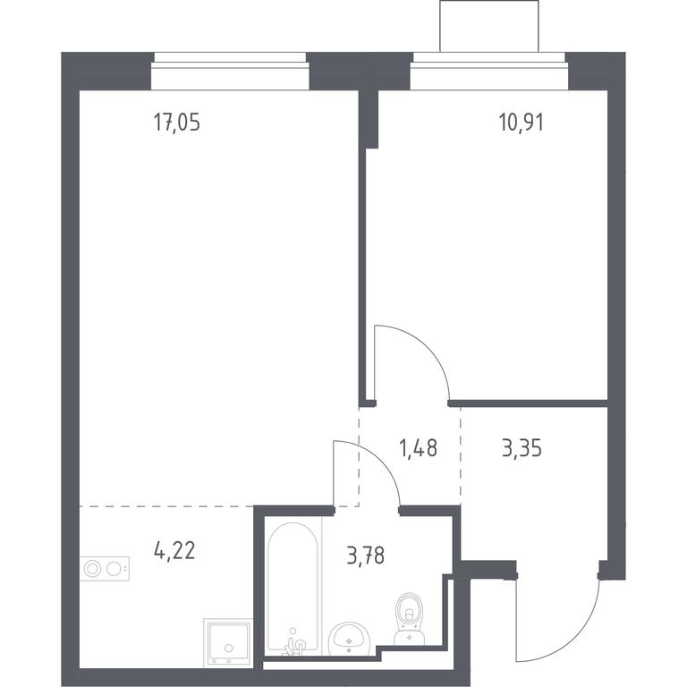Apartment Sale, 40.79 sq. m. at Bogdanovskiy Les, derevnya Bogdanikha, Leninskiy City District, Moscow Region, Russia #1