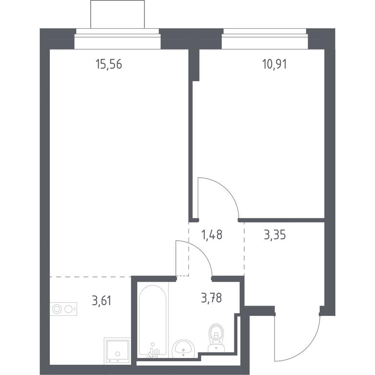 Apartment Sale, 38.69 sq. m. at Bogdanovskiy Les, derevnya Bogdanikha, Leninskiy City District, Moscow Region, Russia #1
