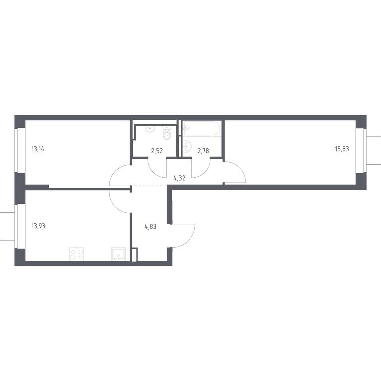 1-BD Apartment Sale, 57.35平方米 at Bogdanovskiy Les, derevnya Bogdanikha, Leninskiy City District, Moscow Region, Russia #1 1-BD Apartment Sale, 57.35平方米 at Bogdanovskiy Les, derevnya Bogdanikha, Leninskiy City District, Moscow Region, Russia #1