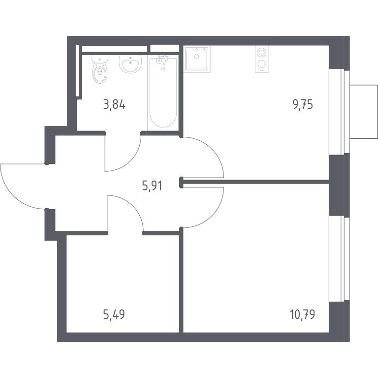Apartment Sale, 35.78平方米 at Bogdanovskiy Les, derevnya Bogdanikha, Leninskiy City District, Moscow Region, Russia #1