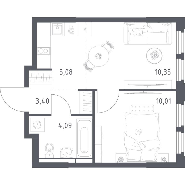Apartment Sale, 32.93平方米 at Kosmicheskiy kvartal, M.K. Tikhonravova Street, Yubileyniy Microdistrict, Korolyov, Moscow Region, Russia #2