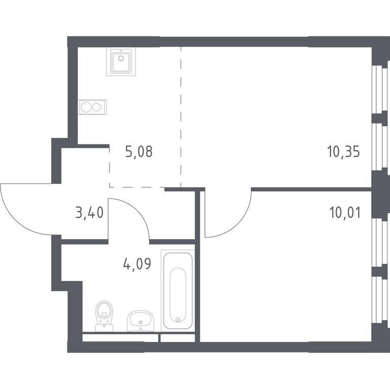 Apartment Sale, 32.93平方米 at Kosmicheskiy kvartal, M.K. Tikhonravova Street, Yubileyniy Microdistrict, Korolyov, Moscow Region, Russia #1