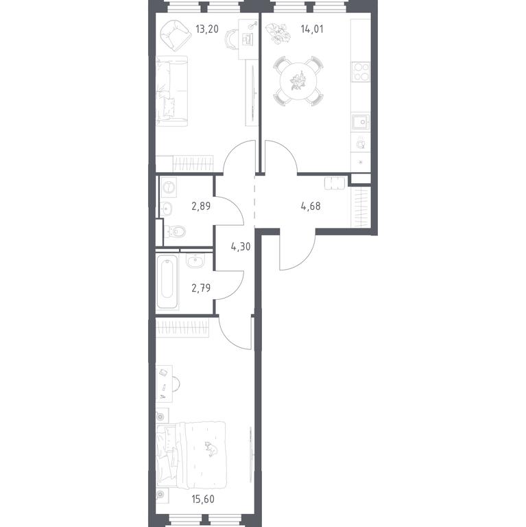 1-BD Apartment Sale, 57.47平方米 at Kosmicheskiy kvartal, M.K. Tikhonravova Street, Yubileyniy Microdistrict, Korolyov, Moscow Region, Russia #2 1-BD Apartment Sale, 57.47平方米 at Kosmicheskiy kvartal, M.K. Tikhonravova Street, Yubileyniy Microdistrict, Korolyov, Moscow Region, Russia #2