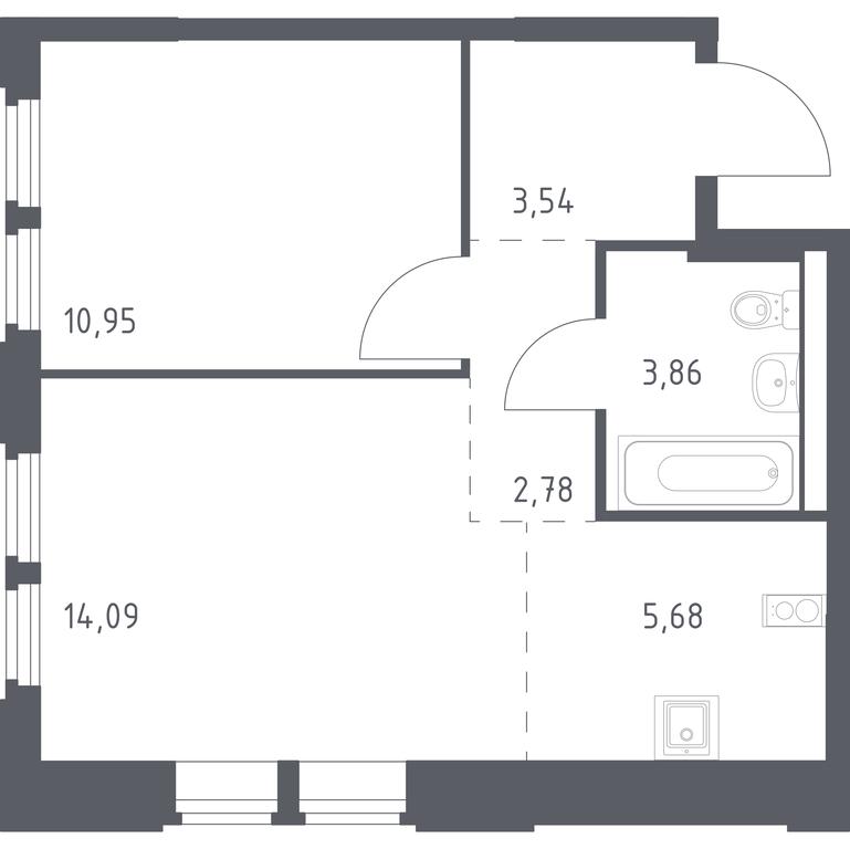 Apartment Sale, 40.9平方米 at Kosmicheskiy kvartal, M.K. Tikhonravova Street, Yubileyniy Microdistrict, Korolyov, Moscow Region, Russia #1