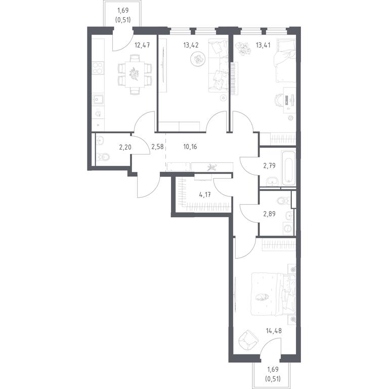 2-BD Apartment Sale, 79.59 sq. m. at Kosmicheskiy kvartal, M.K. Tikhonravova Street, Yubileyniy Microdistrict, Korolyov, Moscow Region, Russia #2 2-BD Apartment Sale, 79.59 sq. m. at Kosmicheskiy kvartal, M.K. Tikhonravova Street, Yubileyniy Microdistrict, Korolyov, Moscow Region, Russia #2