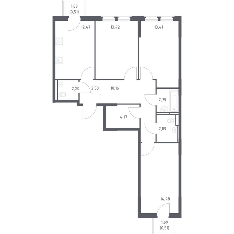 2-BD Apartment Sale, 79.59 sq. m. at Kosmicheskiy kvartal, M.K. Tikhonravova Street, Yubileyniy Microdistrict, Korolyov, Moscow Region, Russia #1 2-BD Apartment Sale, 79.59 sq. m. at Kosmicheskiy kvartal, M.K. Tikhonravova Street, Yubileyniy Microdistrict, Korolyov, Moscow Region, Russia #1