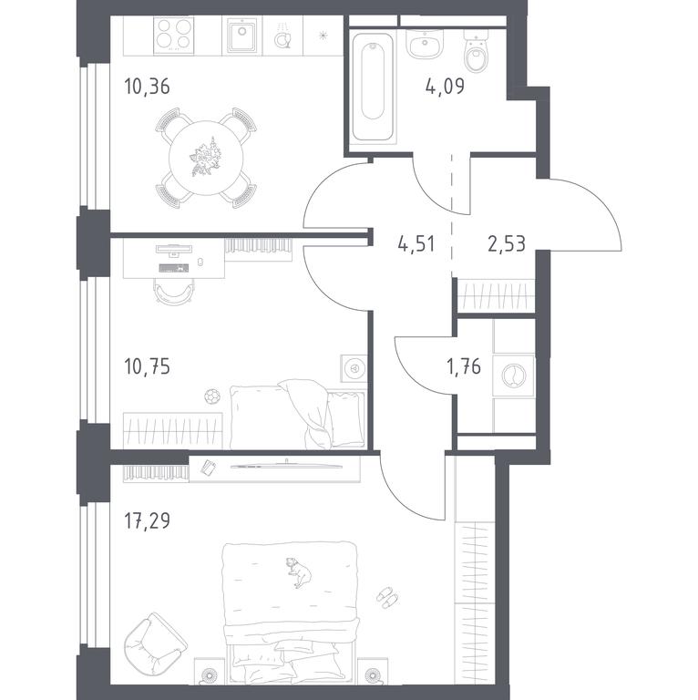 1-BD Apartment Sale, 51.29 sq. m. at Kosmicheskiy kvartal, M.K. Tikhonravova Street, Yubileyniy Microdistrict, Korolyov, Moscow Region, Russia #2 1-BD Apartment Sale, 51.29 sq. m. at Kosmicheskiy kvartal, M.K. Tikhonravova Street, Yubileyniy Microdistrict, Korolyov, Moscow Region, Russia #2