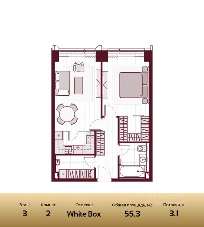 1-BD Apartment Sale, 55.9 sq. m. at Prime Park, Leningradskiy Avenue, 37, Moscow, Russia #1