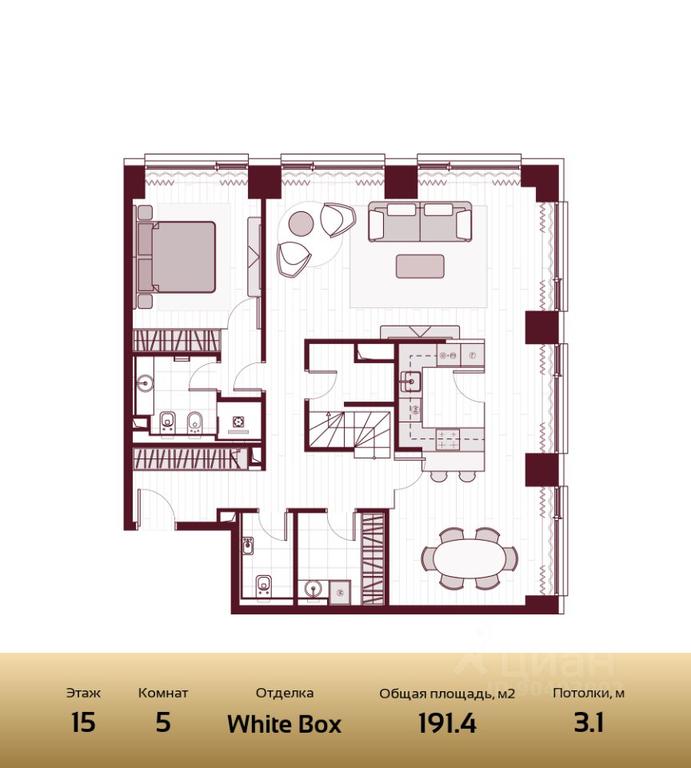 3-BD Apartment Sale, 187.3平方米 at Prime Park, Leningradskiy Avenue, 37, Moscow, Russia #1