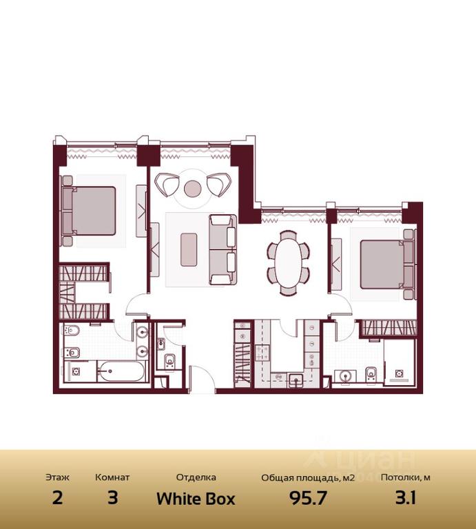 2-BD Apartment Sale, 95.7平方米 at Prime Park, Leningradskiy Avenue, 37, Moscow, Russia #2 2-BD Apartment Sale, 95.7平方米 at Prime Park, Leningradskiy Avenue, 37, Moscow, Russia #2