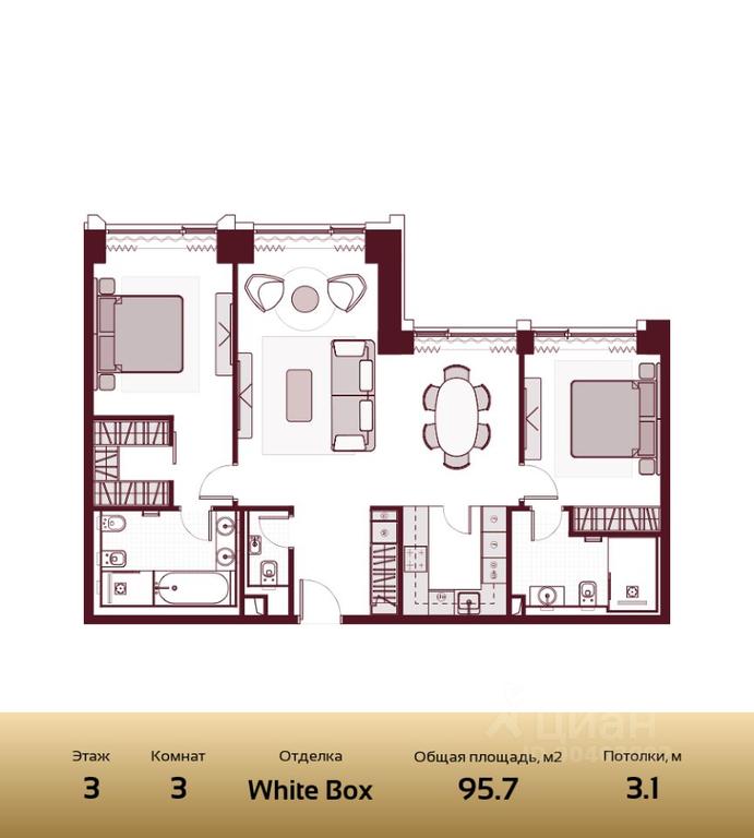 2-BD Apartment Sale, 95.7 sq. m. at Prime Park, Leningradskiy Avenue, 37, Moscow, Russia #2