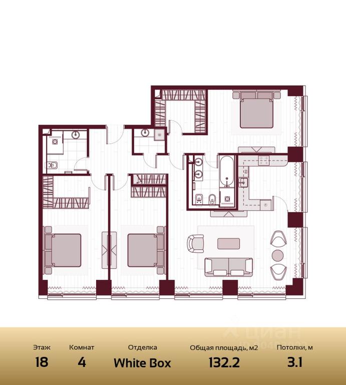 3-BD Apartment Sale, 132.3 sq. m. at Prime Park, Leningradskiy Avenue, 37, Moscow, Russia #1