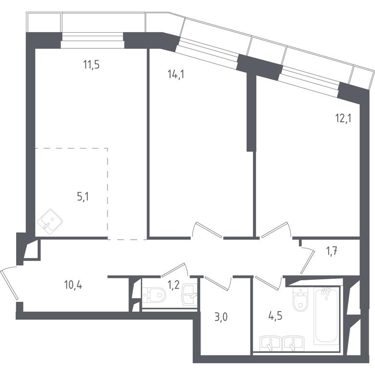 1-BD Apartment Sale, 64.07 sq. m. at Sputnik, Lipovoy Roschi Street, 1к4, derevnya Razdory, Odintsovskiy City District, Moscow Region, Russia #1 1-BD Apartment Sale, 64.07 sq. m. at Sputnik, Lipovoy Roschi Street, 1к4, derevnya Razdory, Odintsovskiy City District, Moscow Region, Russia #1
