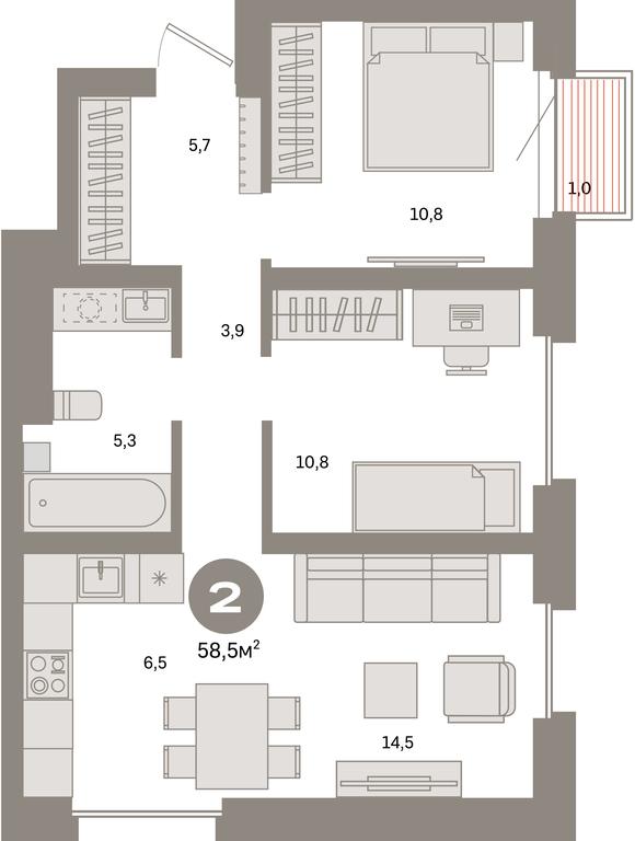 Продажа 2-комн. квартиры, 58,5 м² в ЖК «Квартал Метроном», Тагильская улица, Москва, Россия #1