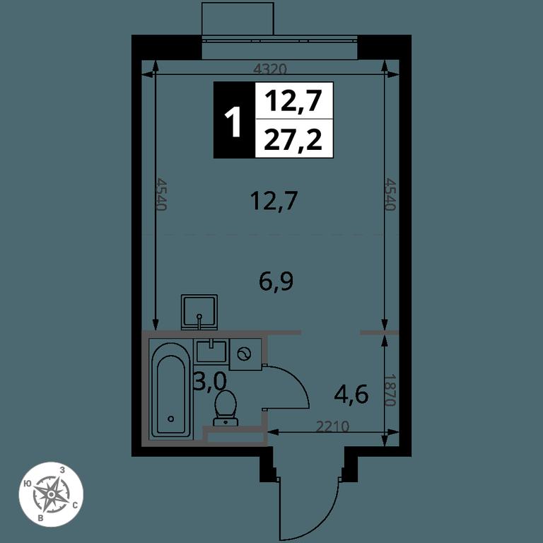 Apartment Sale, 27.2 sq. m. at Pervy Donskoj, zhiloy mikrorayon Sapronovo, derevnya Sapronovo, Leninskiy City District, Moscow Region, Russia #2