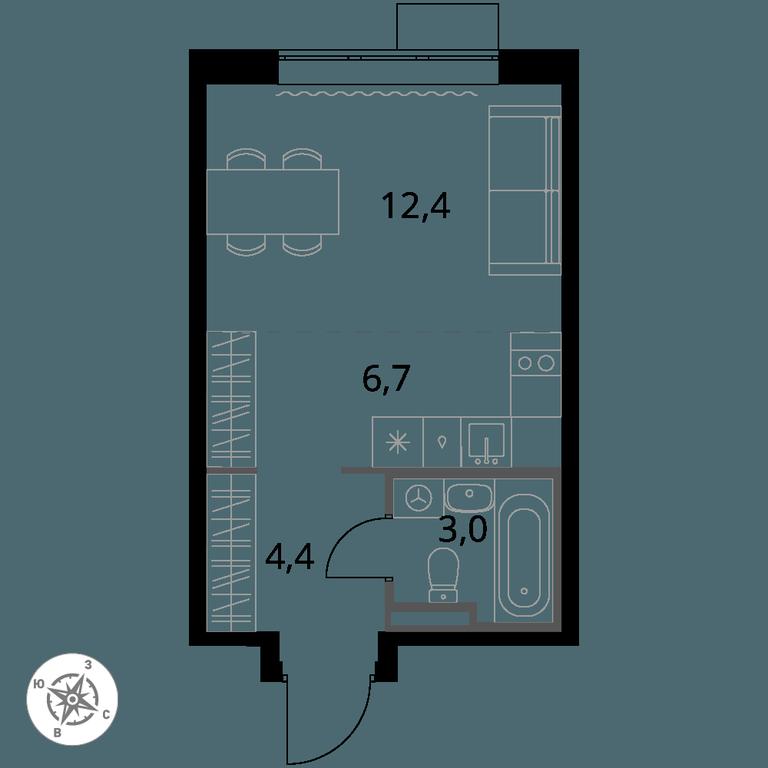 Apartment Sale, 26.5 sq. m. at Pervy Donskoj, zhiloy mikrorayon Sapronovo, derevnya Sapronovo, Leninskiy City District, Moscow Region, Russia #1