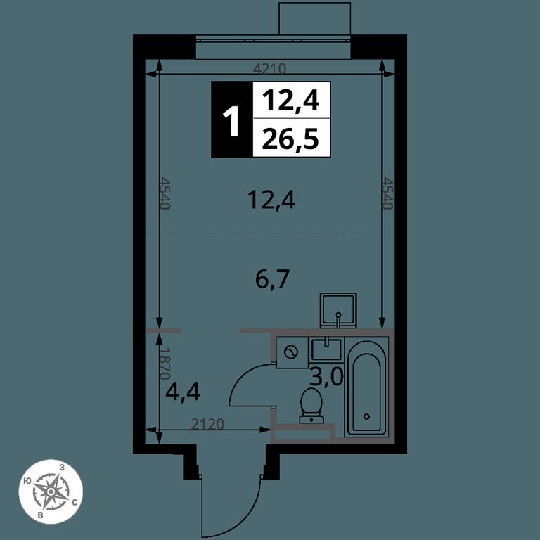 Apartment Sale, 26.5 sq. m. at Pervy Donskoj, zhiloy mikrorayon Sapronovo, derevnya Sapronovo, Leninskiy City District, Moscow Region, Russia #2
