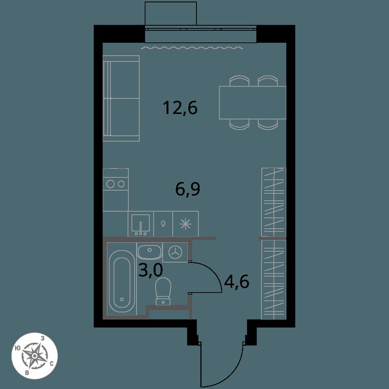 Apartment Sale, 27.1 sq. m. at Pervy Donskoj, zhiloy mikrorayon Sapronovo, derevnya Sapronovo, Leninskiy City District, Moscow Region, Russia #1 Apartment Sale, 27.1 sq. m. at Pervy Donskoj, zhiloy mikrorayon Sapronovo, derevnya Sapronovo, Leninskiy City District, Moscow Region, Russia #1
