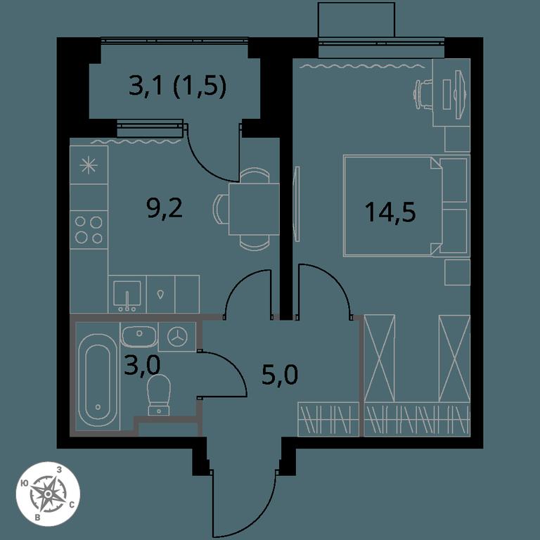 1-BD Apartment Sale, 33.2 sq. m. at Pervy Donskoj, zhiloy mikrorayon Sapronovo, derevnya Sapronovo, Leninskiy City District, Moscow Region, Russia #1 1-BD Apartment Sale, 33.2 sq. m. at Pervy Donskoj, zhiloy mikrorayon Sapronovo, derevnya Sapronovo, Leninskiy City District, Moscow Region, Russia #1
