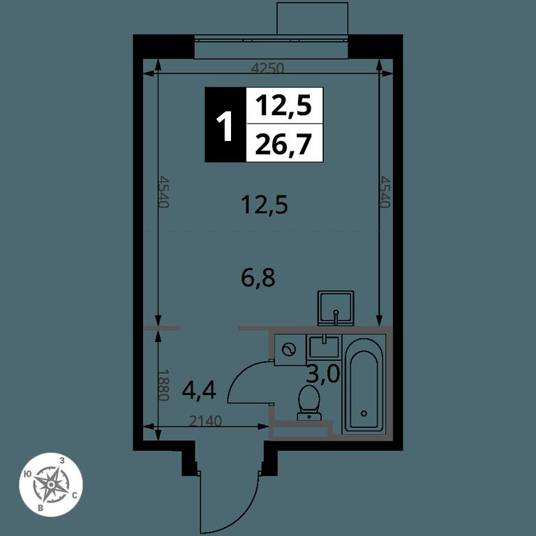 Apartment Sale, 26.7 sq. m. at Pervy Donskoj, zhiloy mikrorayon Sapronovo, derevnya Sapronovo, Leninskiy City District, Moscow Region, Russia #2