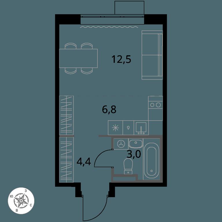 Apartment Sale, 26.7 sq. m. at Pervy Donskoj, zhiloy mikrorayon Sapronovo, derevnya Sapronovo, Leninskiy City District, Moscow Region, Russia #1