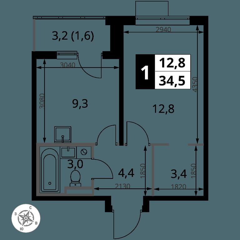1-BD Apartment Sale, 34.5平方米 at Pervy Donskoj, zhiloy mikrorayon Sapronovo, derevnya Sapronovo, Leninskiy City District, Moscow Region, Russia #2 1-BD Apartment Sale, 34.5平方米 at Pervy Donskoj, zhiloy mikrorayon Sapronovo, derevnya Sapronovo, Leninskiy City District, Moscow Region, Russia #2