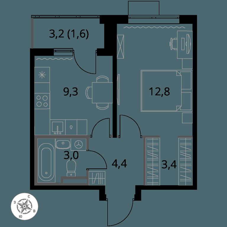 1-BD Apartment Sale, 34.5平方米 at Pervy Donskoj, zhiloy mikrorayon Sapronovo, derevnya Sapronovo, Leninskiy City District, Moscow Region, Russia #1 1-BD Apartment Sale, 34.5平方米 at Pervy Donskoj, zhiloy mikrorayon Sapronovo, derevnya Sapronovo, Leninskiy City District, Moscow Region, Russia #1