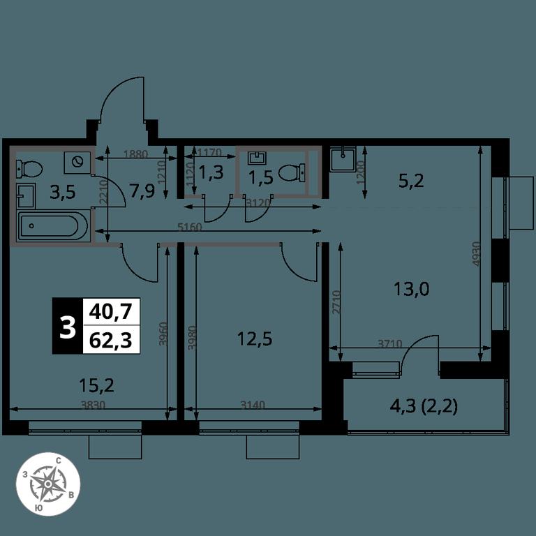3-BD Apartment Sale, 62.3 sq. m. at Pervy Donskoj, zhiloy mikrorayon Sapronovo, derevnya Sapronovo, Leninskiy City District, Moscow Region, Russia #2 3-BD Apartment Sale, 62.3 sq. m. at Pervy Donskoj, zhiloy mikrorayon Sapronovo, derevnya Sapronovo, Leninskiy City District, Moscow Region, Russia #2