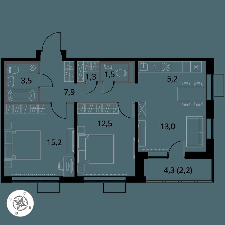 3-BD Apartment Sale, 62.3 sq. m. at Pervy Donskoj, zhiloy mikrorayon Sapronovo, derevnya Sapronovo, Leninskiy City District, Moscow Region, Russia #1 3-BD Apartment Sale, 62.3 sq. m. at Pervy Donskoj, zhiloy mikrorayon Sapronovo, derevnya Sapronovo, Leninskiy City District, Moscow Region, Russia #1