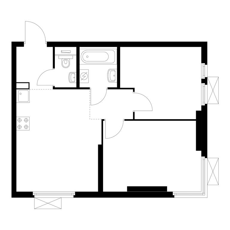 2-BD Apartment Sale, 50.4 sq. m. at Vtoroy Nagatinskiy, 2nd Nagatinsky Drive, 2к1, Moscow, Russia #1