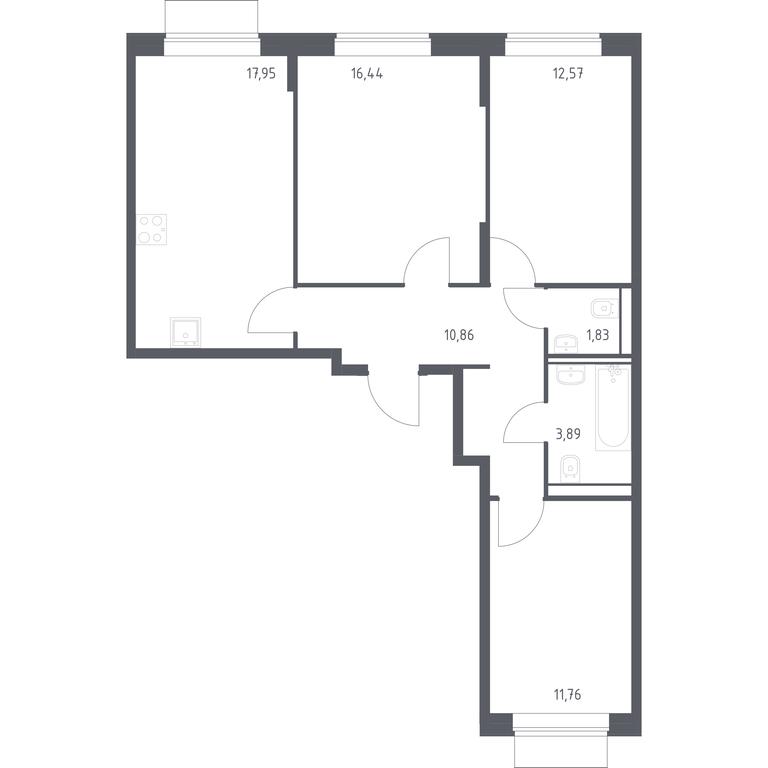 2-BD Apartment Sale, 75.3平方米 at Kvartal Domashnij, Donetskaya Street, 30с11, Moscow, Russia #1 2-BD Apartment Sale, 75.3平方米 at Kvartal Domashnij, Donetskaya Street, 30с11, Moscow, Russia #1