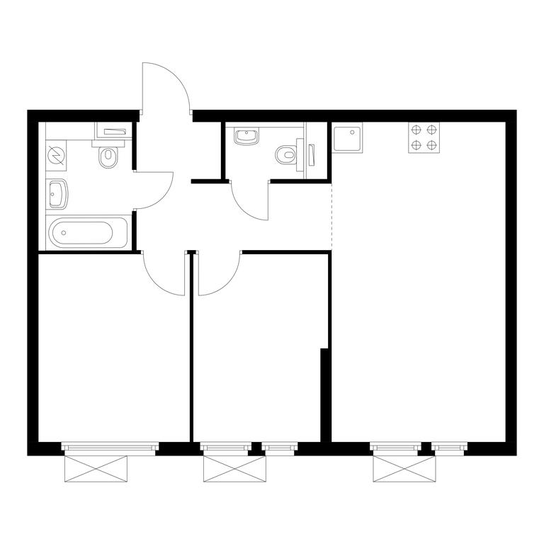 2-BD Apartment Sale, 52.9 sq. m. at Vtoroy Nagatinskiy, 2nd Nagatinsky Drive, 2к1, Moscow, Russia #1