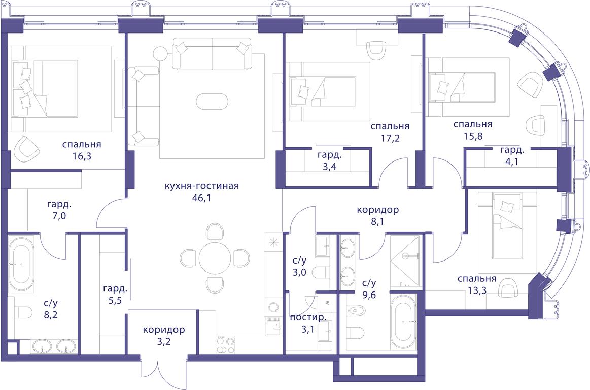 4-BD Apartment Sale, 163.9 sq. m. at Tatarskaya 35, Bolshaya Tatarskaya Street, Moscow, Russia #1 4-BD Apartment Sale, 163.9 sq. m. at Tatarskaya 35, Bolshaya Tatarskaya Street, Moscow, Russia #1